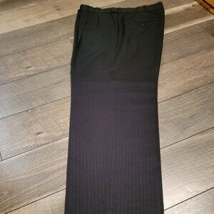 Haggar Men's Pleated Front Dress Pants - Cuffed hem.  Black tone on tone striped